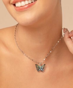 Vibrant Blue Winged Beauty Necklace