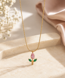 Tulip Rosebud Mini Pendant Necklace